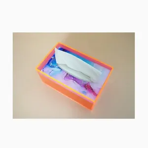 Caja de pañuelos al por mayor caja dispensadora de pañuelos de alta calidad soporte de tapa organizador de servilletas rectangular de acrílico transparente