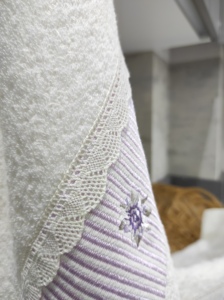 Lilac Embroidered Terry <b>Towel</b> 40*60cm Soft Turkish Cotton Floral Lace Design Elegant Style 480 GSM Face or Guest Use - Product Image 3