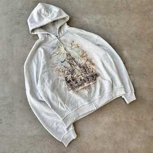 Sweat à capuche vintage brodé sur mesure avec appliques vieillies, surpiqûres en coton mélangé 400GSM - Product Image 2