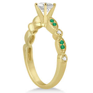 แหวนหมั้นเพชรทรงมาร์คีส์ ทองคำ 14K สีเหลือง ประดับมรกต 0.20 กะรัต ดีไซน์เรขาคณิต ชุบแพลตตินัม ทองคำ 10K เคลือบโรเดียม ได้รับการรับรองจาก IGI คุณภาพเยี่ยม - Product Image 1