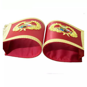 MASONIC REGALIA LODGE OFFICIER GANTELETS/MANCHETTES AVEC EMBLÈME ROUGE Ronpex - Product Image 6