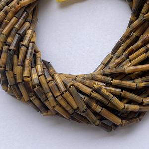 4mm 6mm 8mm Natural marrón amarillo Ojo de Tigre facetado tubo largo plano cuentas de piedras preciosas hebras para la fabricación de joyas semipreciosas - Product Image 4