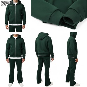 Personalizable Heavy Weight Vintage Washed Sweat Suit Streetwear Cremallera Sudadera con capucha Pantalones de chándal Conjunto Sun Faded Serigrafía Invierno - Product Image 3