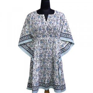 Meilleures ventes, prix de gros ODM, kaftans de plage à manches courtes en voile pur coton imprimé à la main, tendance, grande taille - Product Image 5