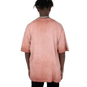 Camiseta de algodón de gran tamaño de alta calidad, pigmento de peso pesado, tinte lavado, sólido, angustiado, estampado de angustia larga, camiseta con hombros caídos - Product Image 6