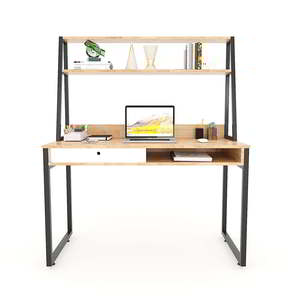 Solid Wood 120x60x145(cm) FD68046 <b>Computer</b>/Laptop <b>Table</b> Simple Design Study Desk with Drawers Bookshelf Made of Rubber Wood - Product Image 1