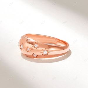 IGI Certified Solid Gold Pave Diamond Statement <b>Ring</b> for Women 14k <b>Thick</b> Chunky Rose Gold <b>Ring</b> for Her - Product Image 5