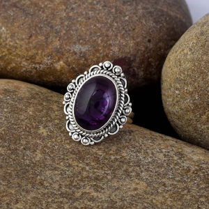 High Quality 925 Sterling <b>Silver</b> Boho <b>Stacking</b> <b>Ring</b> Handmade Amethyst Gemstone Eco-friendly Perfect Quality Trendy Fashion - Product Image 3