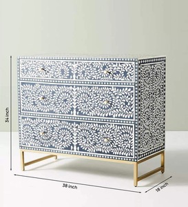 Mesa de consola con incrustaciones de hueso hechas a mano con características ajustables Patrones geométricos clásicos de estilo moderno Más vendidos para uso escolar - Product Image 4