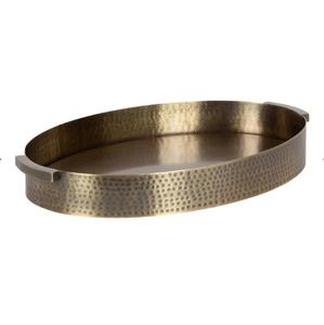 Plateau ovale en métal plaqué bronze, design tendance, plateau de service élégant pour boissons et collations, à des fins décoratives - Product Image 1