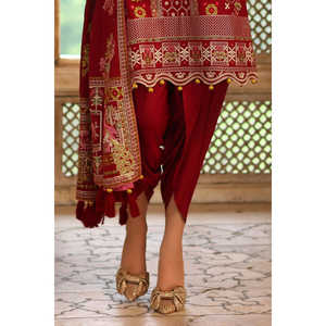 Costume en satin de soie brute brodé 3 pièces avec dupatta SP-52058 - Product Image 6