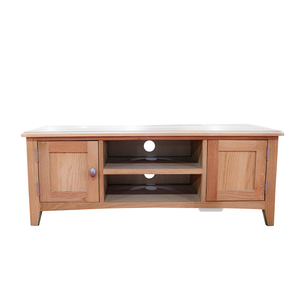 Meuble TV en bois naturel durable brun clair avec armoires et étagère ouverte Design moderne pour salon - Product Image 2