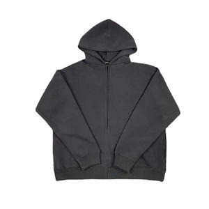 2023 alta calidad hombres gimnasio cremallera sudaderas con capucha chaqueta de gran tamaño Casual liso cremallera sudaderas con capucha para hombres personalizado vintage algodón hecho - Product Image 2