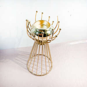 Support de bougie en métal avec gobelet en verre amovible, décoration de table moderne pour la maison, les événements de mariage, les restaurants, les hôtels, finition dorée - Product Image 6