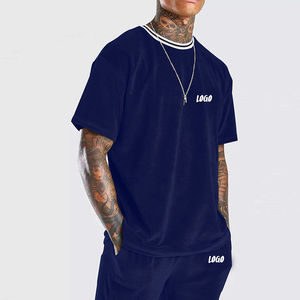 ชุดกางเกงขาสั้นสำหรับผู้ชายชุดวอร์มผ้ากำมะหยี่คอกลมสำหรับผู้ชายชุดวอร์มสำหรับฤดูร้อนตามสั่ง - Product Image 3