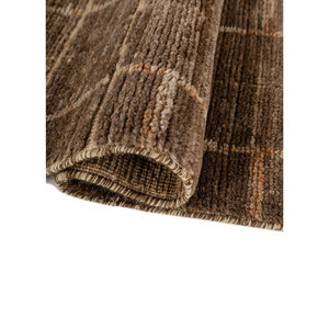 พรมขนสัตว์ถักมือสีเบจและสีน้ำตาล รุ่น AKWJ-1034(CS-01) ลายเรขาคณิต สำหรับห้องนั่งเล่น ขนาด 9x12 ฟุต รูปทรงสี่เหลี่ยมผืนผ้า เหมาะสำหรับห้องโถง - Product Image 2
