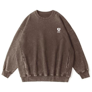 เสื้อสเวตเชิ้ตย้อมสีแบบแอซิดวอชสำหรับผู้ชาย ดีไซน์วินเทจ สัมผัสนุ่มสบาย เหมาะสำหรับใส่ลำลอง สไตล์สตรีท แขนยาว คอกลม - Product Image 2