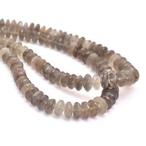 Pierre de lune grise 6mm-8mm disque/soucoupe/roue perles à facettes | Brin de 16 pouces | Pierre de lune grise naturelle pierre gemme coupe allemande Rondelle - Product Image 5