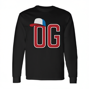 T-shirt à manches longues Og Original Gangster, design chapeau noir, rouge et blanc - Product Image 2