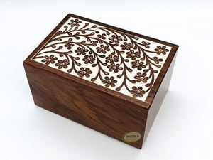 Suministros funerarios de calidad superior para adultos, urna de cremación para cenizas, flores con diseño blanco, urna funeraria adecuada para el cementerio - Product Image 2