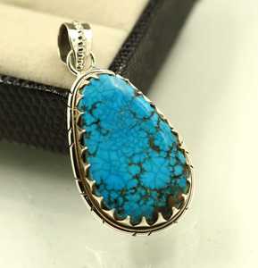 Pendentif en turquoise de style vintage en argent sterling 925 fait à la main, 5 centimètres, pendentifs fins, breloques, anniversaire pour femmes, micro-insert - Product Image 6