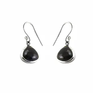 Pendientes de Plata de Ley con Forma de Lágrima de Perla Negra para Mujer, Accesorio de Moda - Product Image 1
