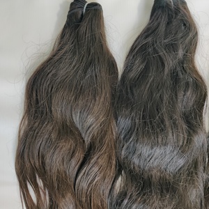 Vente en gros de cuticules alignées naturelles brutes vierges ondulées de couleur noire vendeurs de temple indien extensions de cheveux humains de temple - Product Image 5