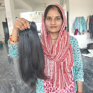 Vente en gros Machine droite en faisceaux naturels Double trame tissage aligné sur les cuticules Extensions de cheveux humains indiens bruts à double tirage - Product Image 2