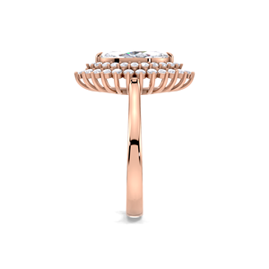 IGI Certified Marquise Cut Lab Grown Diamond Double Halo Engagement-WeddingRing in 9K Yellow / White & Rose Gold - Product Image 3