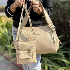 Ensemble de deux sacs à main en cuir véritable, sac fourre-tout et sac bandoulière, sac à main élégant, vente la plus chaude, derniers sacs de créateurs pour femmes, multi-usages - Product Image 1