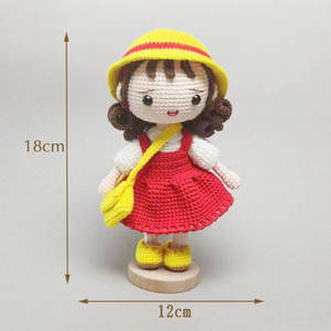 Poupées de personnages de dessins animés mignonnes faites à la main au crochet, figurines décoratives avec des boules de cerise - Product Image 6