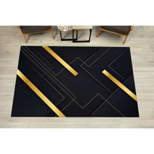 Gold Stripede <b>Rugs</b>, Geometric <b>Rug</b>, <b>Black</b> And Gold <b>Rug</b>, Modern <b>Rugs</b>, Printed <b>Rug</b>,Luxury Velvet <b>Rug</b> - Product Image 3