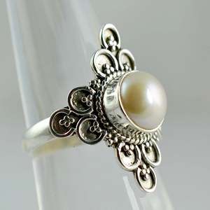 Navya <b>Craft</b> 925 Sterling Silver Boho Women's <b>Ring</b> Freshwater Pearl Sizes 4 to 13 US - Product Image 6