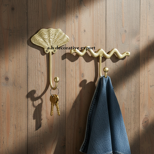 Crochets muraux décoratifs en laiton finition or, inspirés des plantes, porte-manteaux simples, luxe moderne, quincaillerie métallique personnalisée, décoration intérieure - Product Image 2