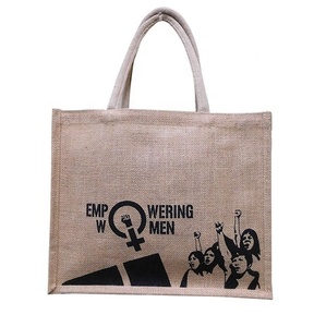 Wholesale Custom Logo Screen Printed Eco-Friendly Reusable <b>Jute</b> <b>Tote</b> <b>Bag</b> Medium Size Portable Shopping <b>Bags</b> - Product Image 1