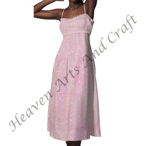 Nuevo 2025 vestido de tirantes finos con estampado bohemio de algodón para mujer vestido de tirantes finos con estampado de bloques tamaño libre estilo dulce para la playa - Product Image 3