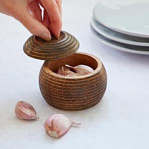 Boîte à sel en bois d'acacia en gros, boîte à épices en bois avec couvercle magnétique pivotant pour la cuisine, artisanat naturel - Product Image 2