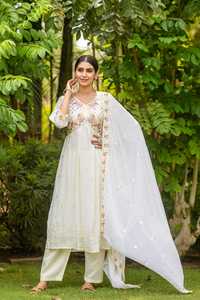 Summer Festival Ethnic Garment-Attractive Georgette Multi-Work Top Pant with Dupatta Prix de gros - Product Image 4