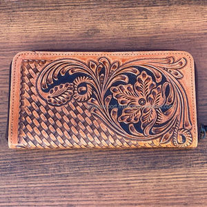 Cartera de cuero para tarjeta de crédito con herramientas manuales para mujer, cartera de mano de cuero occidental, billetera de cuero de vaca auténtica cosida a mano, regalo para ella - Product Image 3