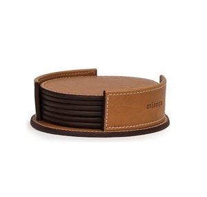 Sous-verre en cuir personnalisé, fait à la main, forme ronde, 100% cuir naturel, sous-verre personnalisé, décoration de table, utilisation pour les fêtes - Product Image 6