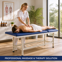 Table de massage d'hôpital à dossier réglable, lit de thérapie professionnel avec étagère de rangement, canapé de massage en cuir PVC HBJF