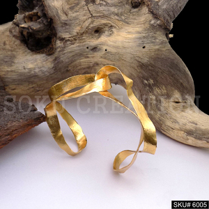 SOKU Gold Plated Christian Designer Handmade <b>Hammered</b> Statement Style Cuff and <b>Bangle</b> for Anniversary Occasion SKU6005 - Product Image 1