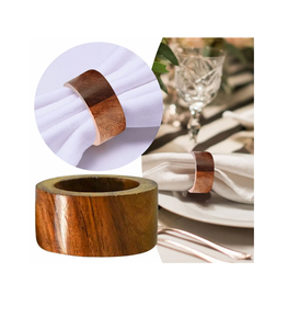 Rond de serviette en bois fait main de haute qualité décoration de fête d'événement dîner pièce de conception sculptée de table avec couleur bois naturel - Product Image 2