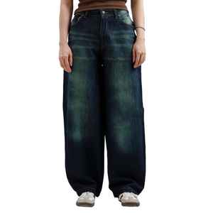 กางเกงยีนส์ผู้ชายไซส์พิเศษ Y2K ตรงไซส์ใหญ่พิเศษกางเกงยีนส์ผ้าเดนิมออกแบบโลโก้ได้ตามต้องการ - Product Image 2