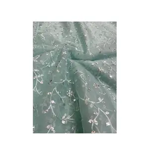 ผ้าออแกนซ่าไนลอนคุณภาพระดับพรีเมียมเรียงจำนวน7มม. พร้อมด้ายตันต่อตันผ้าสำหรับงานแต่งงานผู้ผลิตจากอินเดีย - Product Image 1