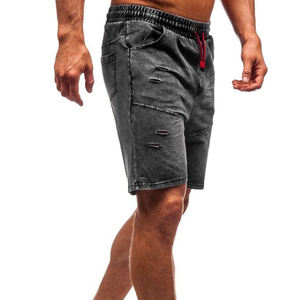 Pantalones cortos lavados con ácido con bolsillos laterales a la moda para hombre con diseño y logotipo personalizados - Product Image 2