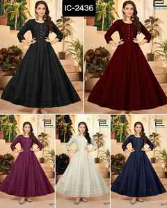 Indian Pakistani Women Wear White Readymade Anarkali Style <b>Kurtis</b> with Plus Size Available for Wedding and Casual Wear <b>Kurtis</b> - Product Image 5