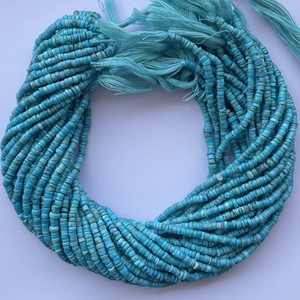 สายลูกปัดอัญมณีขอบยางรถไฮซี,ทำเครื่องประดับกึ่งล้ำค่า DIY หินเทอร์ควอยซ์แอริโซนาสีน้ำเงินธรรมชาติ4มม. 6มม. - Product Image 4