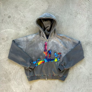 Fabricante de sudaderas con capucha de ropa de calle Sudaderas con capucha casuales para hombres Sudaderas con capucha de lana de mezcla de algodón de calidad - Product Image 1