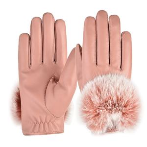 Wholesale Fashion Sheepskin Gloves Winter <b>Women</b> Soft Gloves Real Leather Natural Fur Gloves - Product Image 2